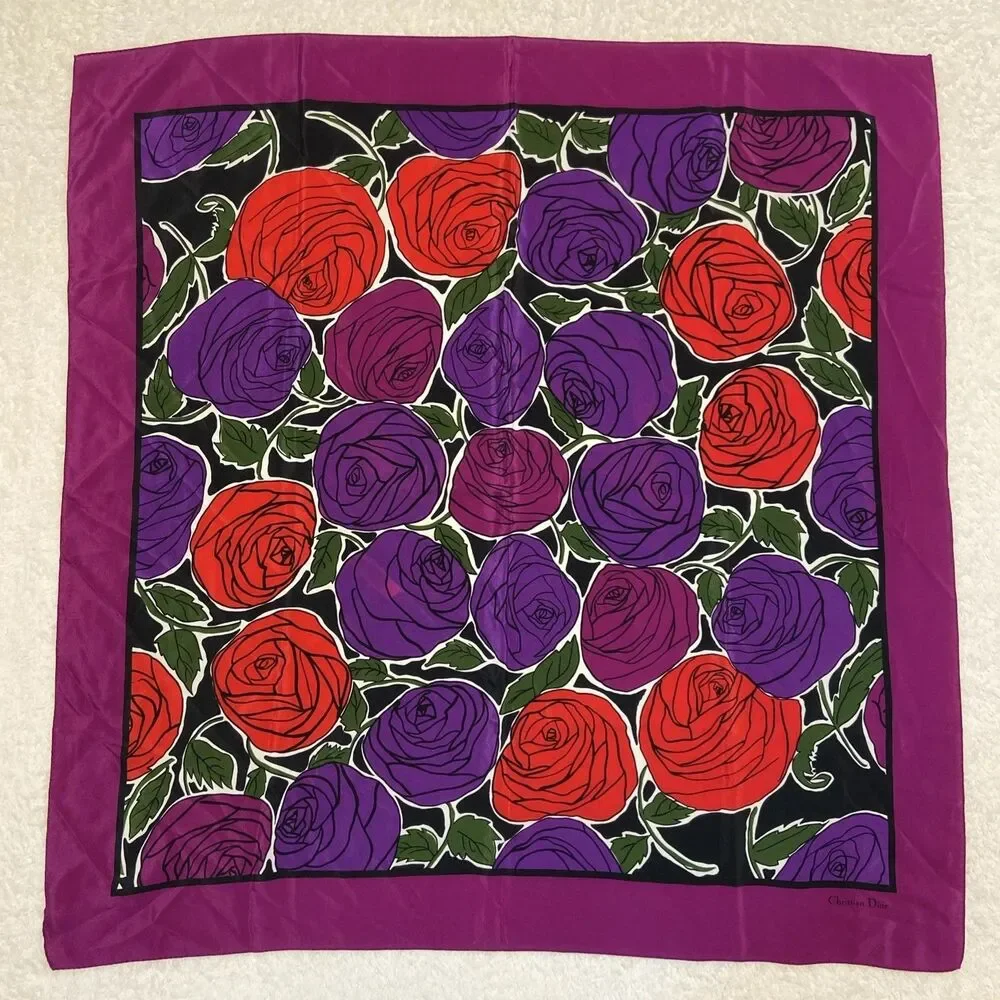 Vintage Christian Dior Square Silk Scarf 34